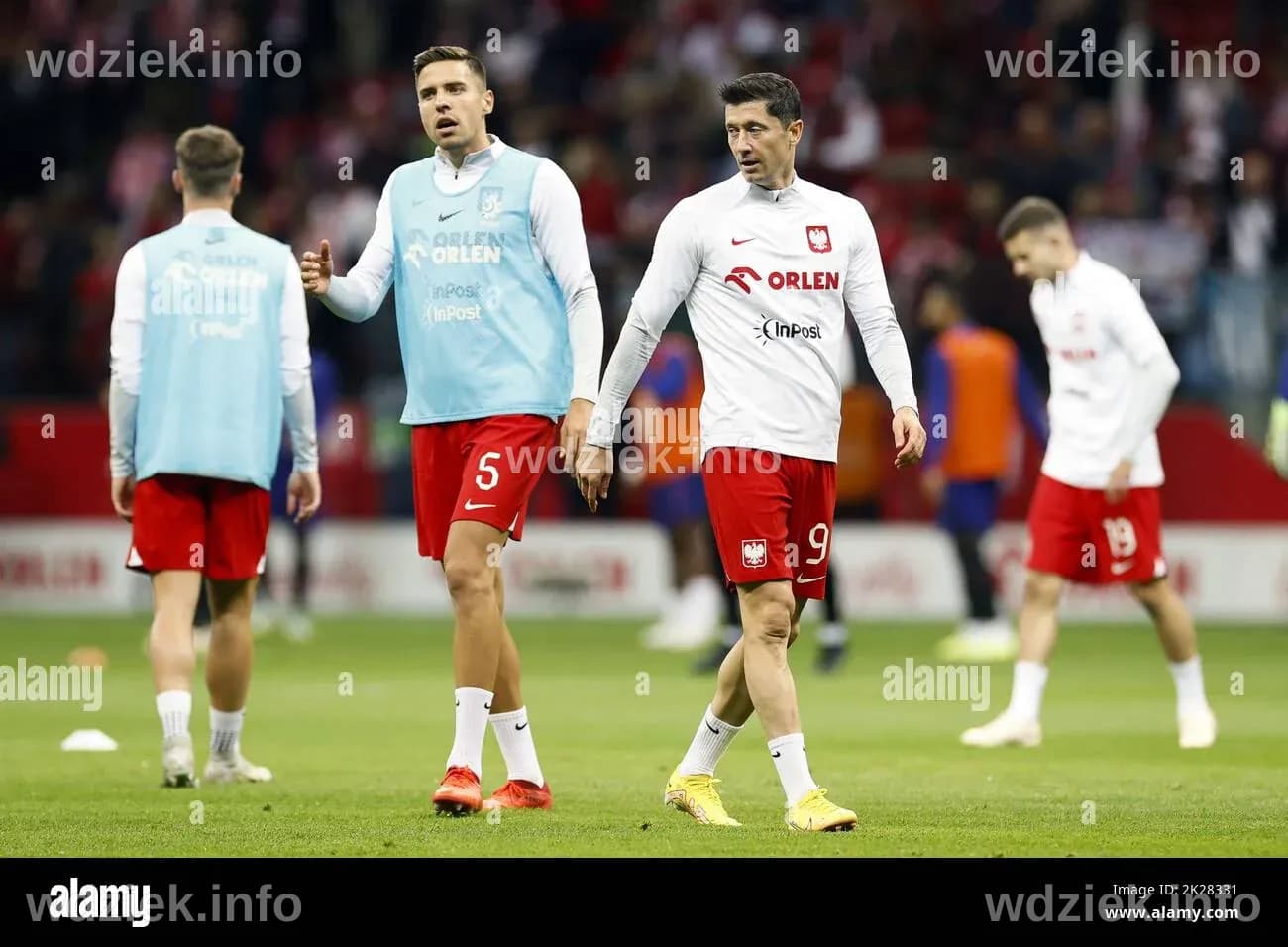 WARSAW - (lr) Jan Bednarek of Poland, Robert Lewandowski of Poland ...